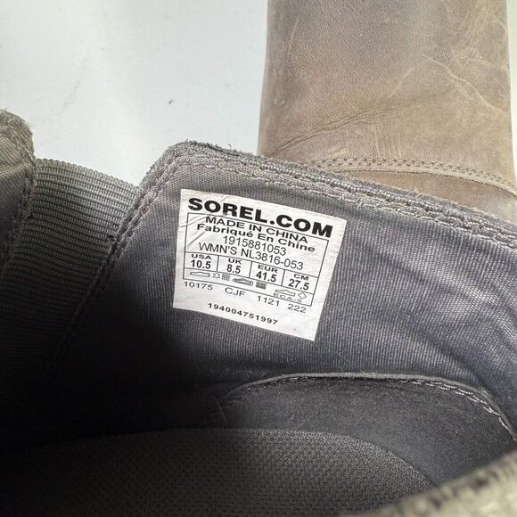 Sorel Evie Chelsea Boot Gray Leather Hidden Wedge Shoe NL3816 053 Wm Size 10.5 - Picture 6 of 9